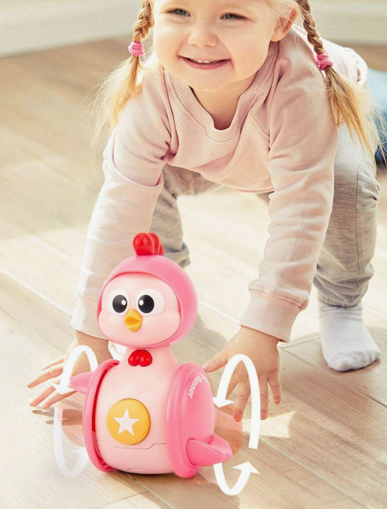 Cute Pink Chick Wobbly Toy - Crawling Learning Tool/ Inertial Sliding Toy