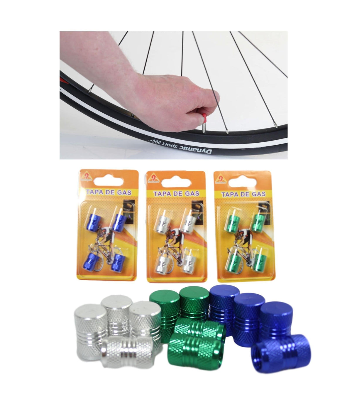 Bike Bicycle Metal Screw On Gas Caps Pack Of 4 Assorted Colours