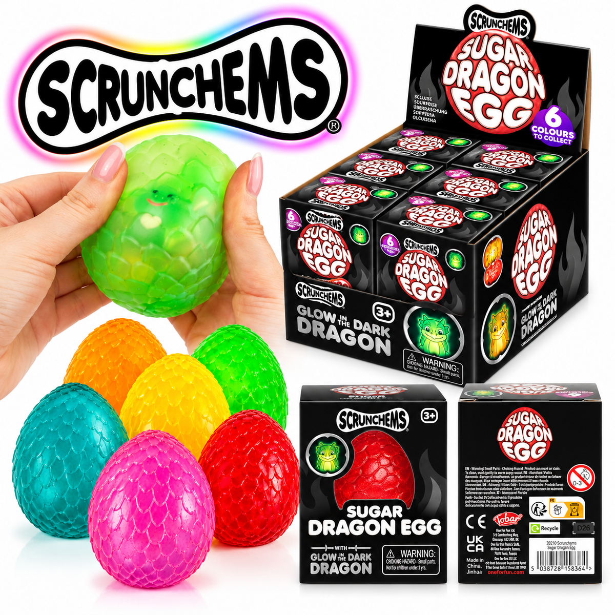 Scrunchems Sugar Dragon Egg - Glow in the Dark - 6 Colours