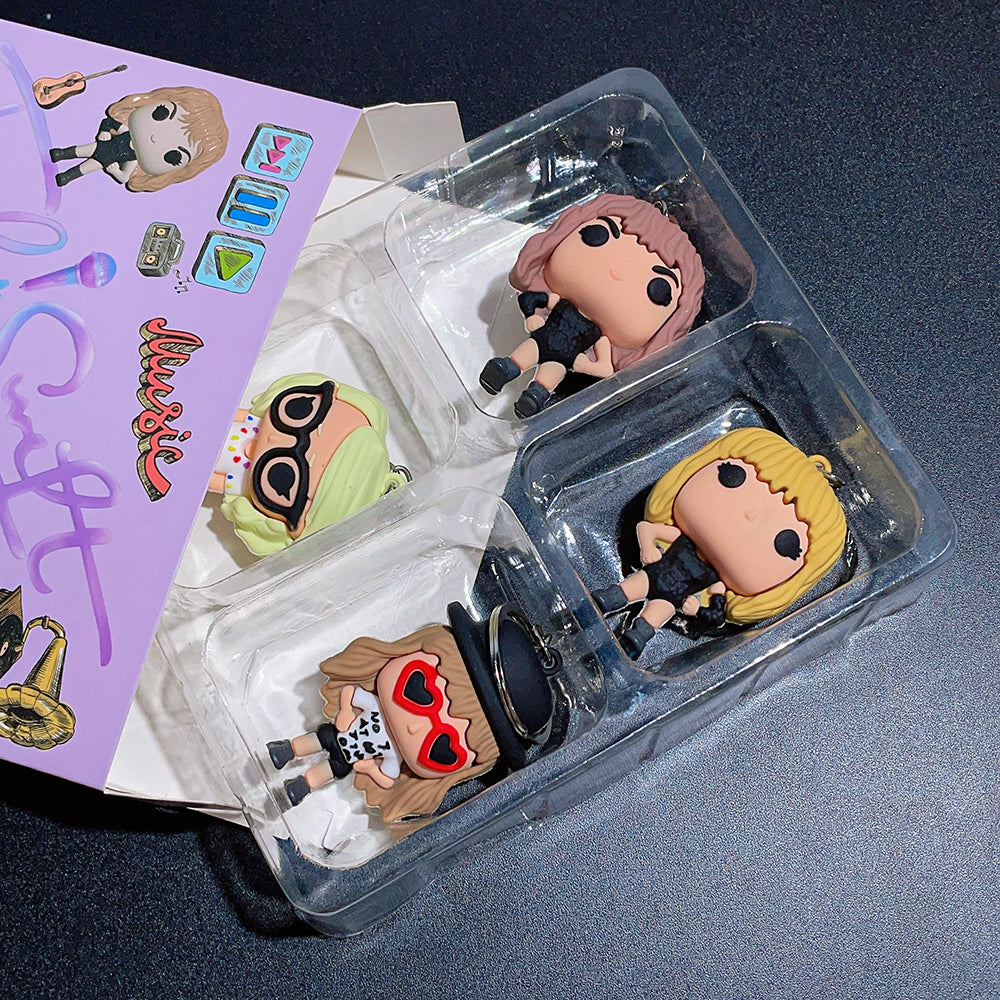 Taylor Swift Swifties Style 4 Pack Collectors 3D Silicone Keychain Keyring Pendant
