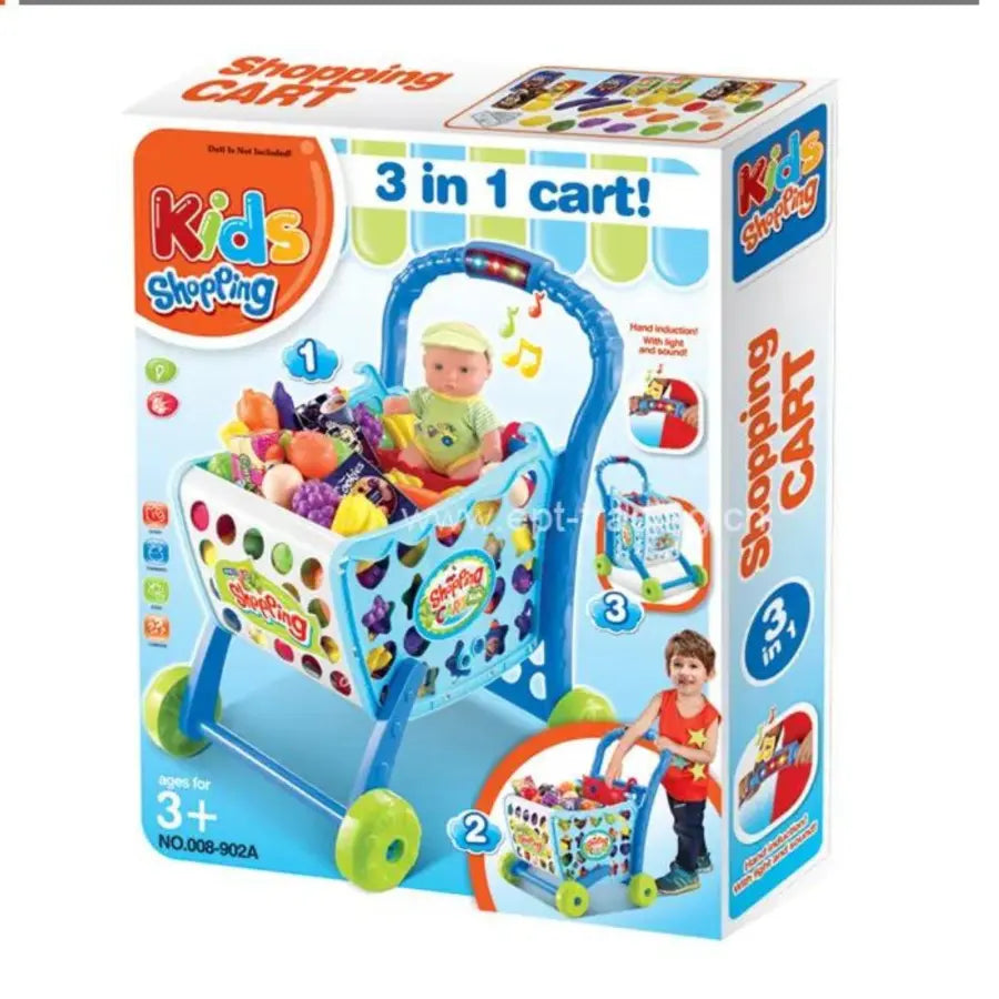 Fun Kids Shopping Trolley with Toy Food Simulation