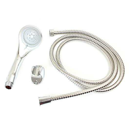 Shower Head With Fle x ible Shower Hose Pipe Chrome Bathroom Set