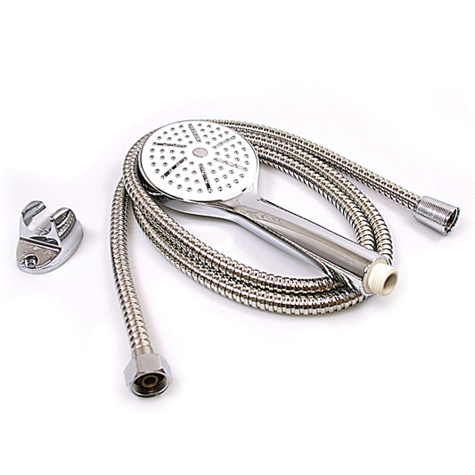 Shower Head With Fle x ible Shower Hose Pipe Chrome Bathroom Set