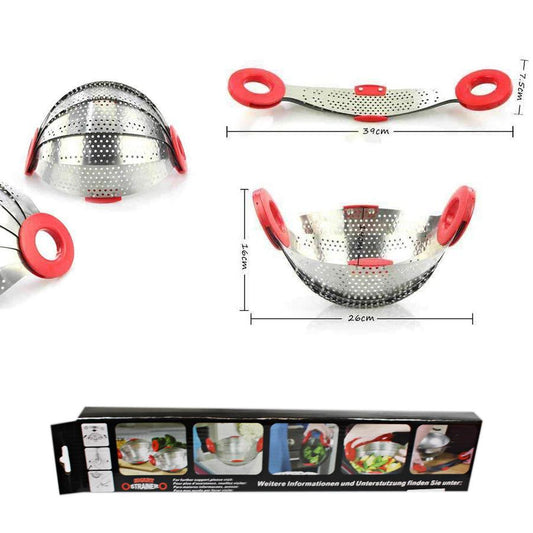 Foldable Collapsible Metal Colander Strainer with Plastic Handles 16 x 26 cm 5033