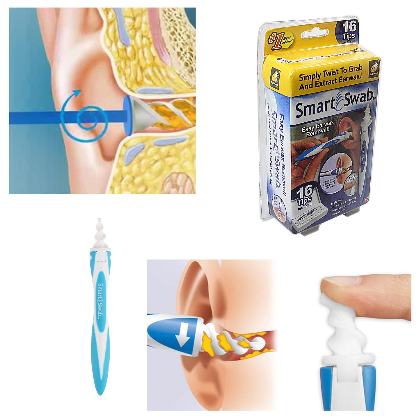 Earwax Removal Soft Spiral Ear Cleaner Multifunctional Smart Swab Easy Remover 4232