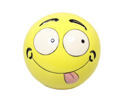 Children's Round Yellow Smiley Face Ceramic Money Box Piggy Bank Assorted Designs 5560