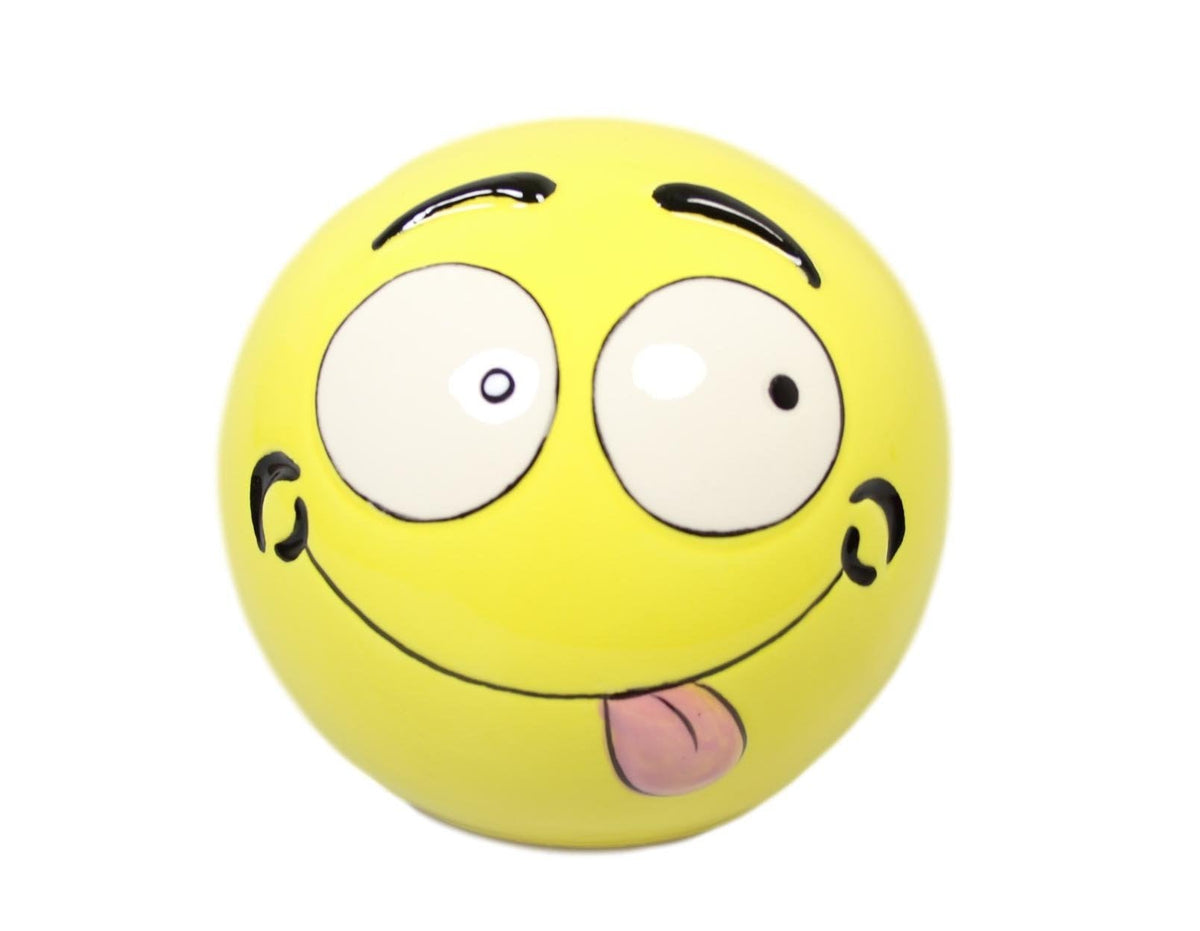 Children'S Round Yellow Smiley Face Ceramic Money Bo x Piggy Bank Assorted Designs