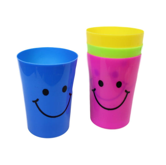 Plastic Smiley Face Glasses Cups Pack of 4 0439