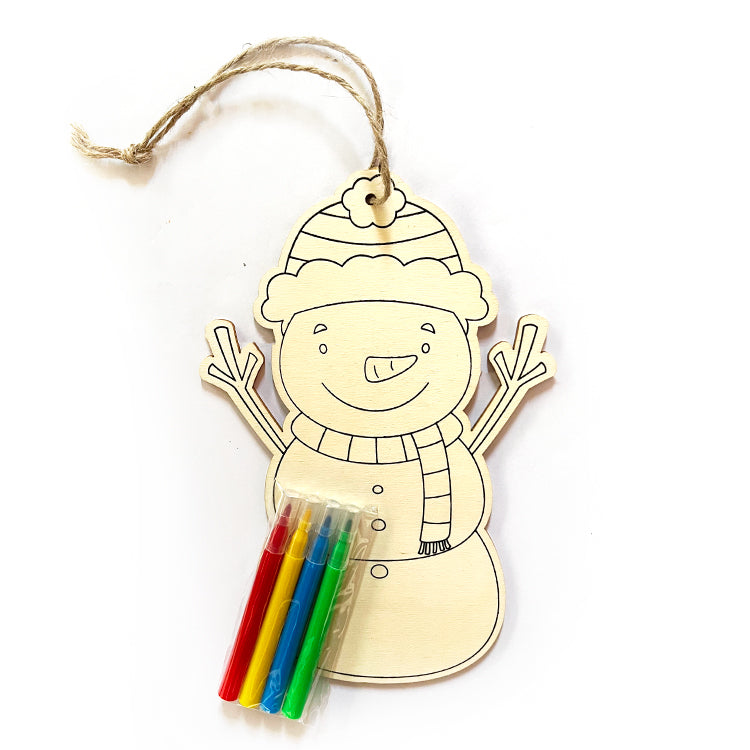 Snowman Large Wooden Decoration Colouring Kit