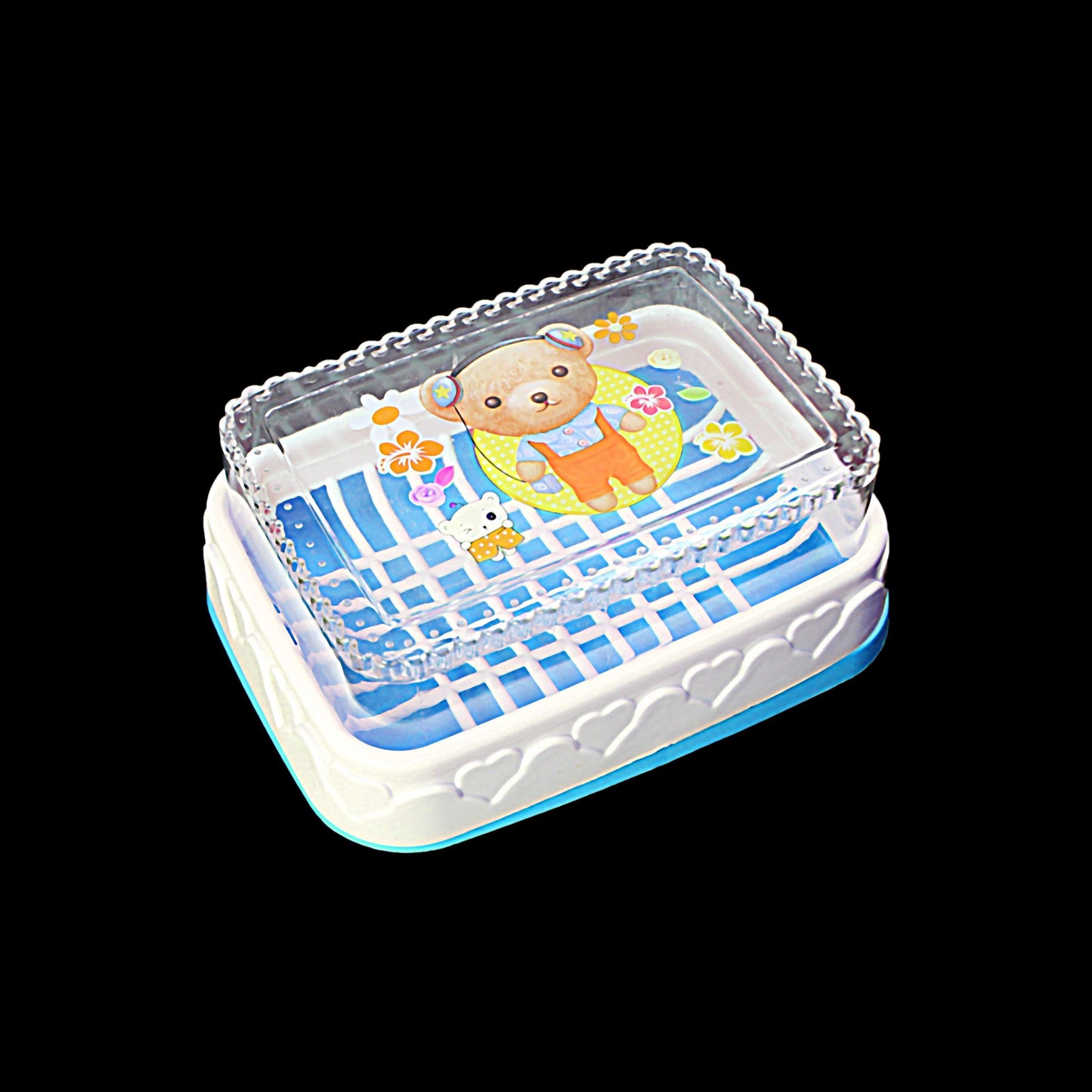 Plastic Soap Box with Printed Bear Design Assorted Colours 0433
