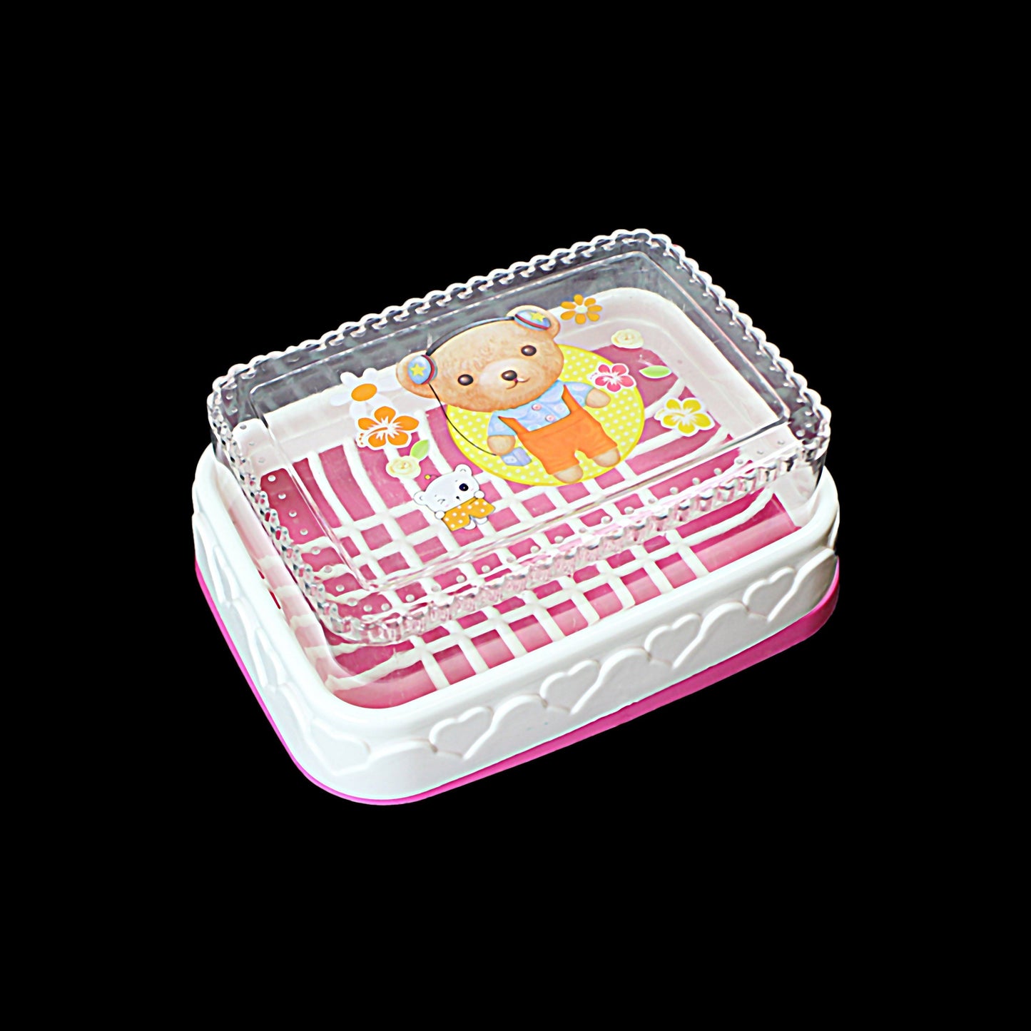 Plastic Soap Box with Printed Bear Design Assorted Colours 0433
