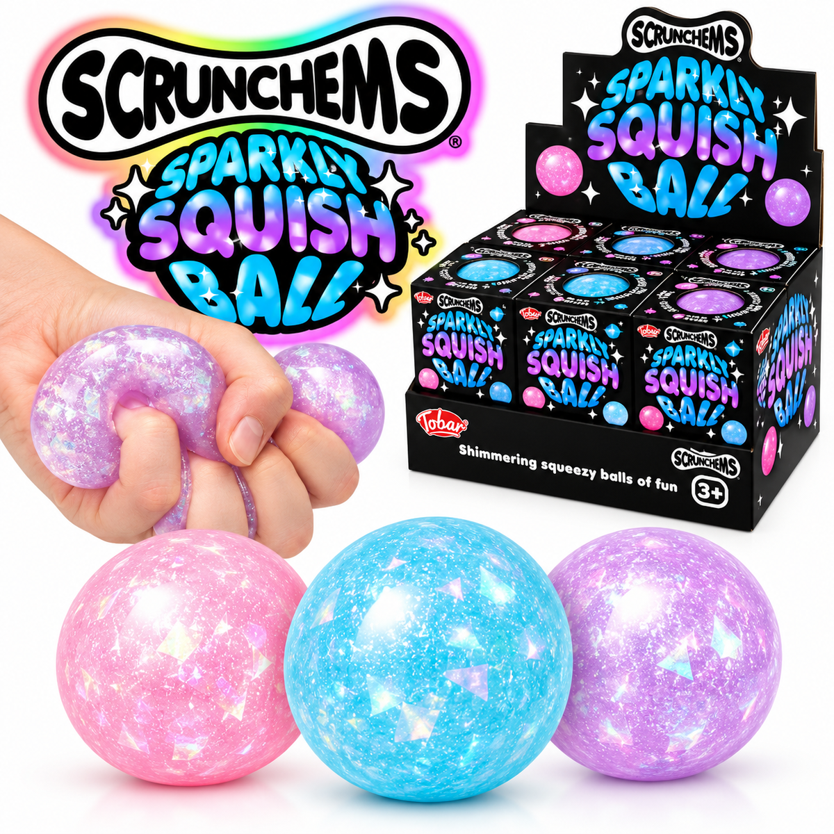 Scrunchems Sparkly Squish Ball - 3 Colours