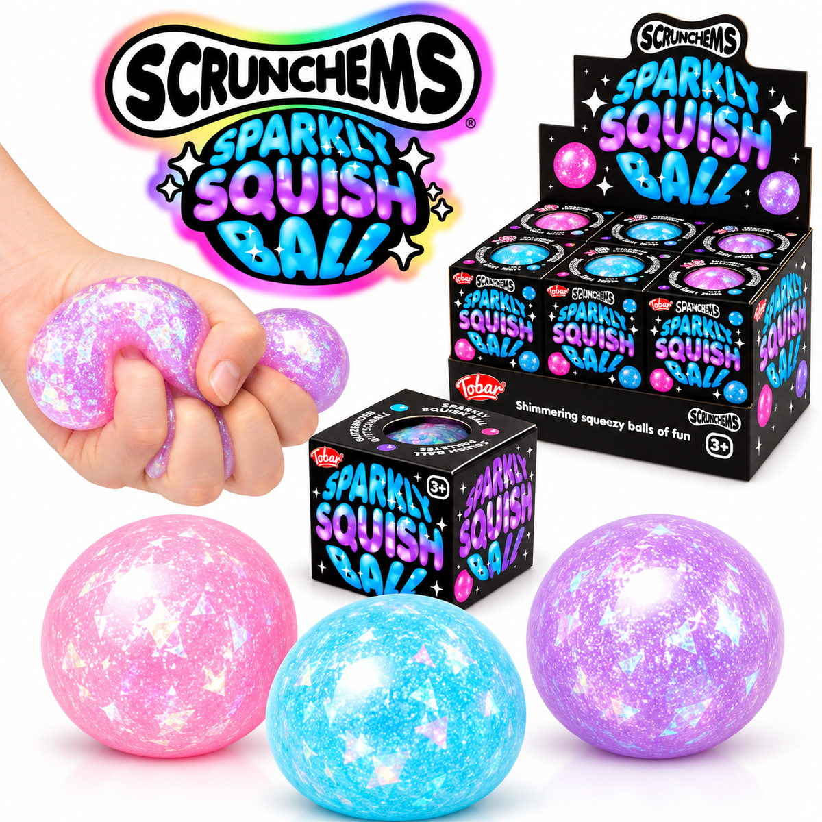 Scrunchems Sparkly Squish Ball - 3 Colours