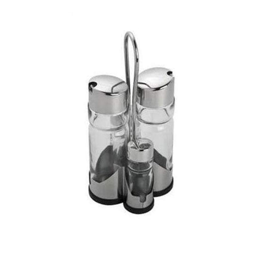 Kitchen Metal Glass Bottle Oil Vinegar Spice Shaker Rack Set Of 4 (Parcel Plus