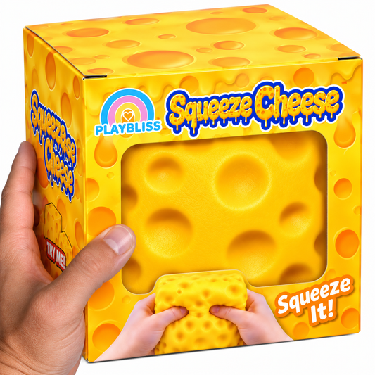 XXL Jumbo Squishy Cheese Cube Sensory Squish Fidget Toy in Box