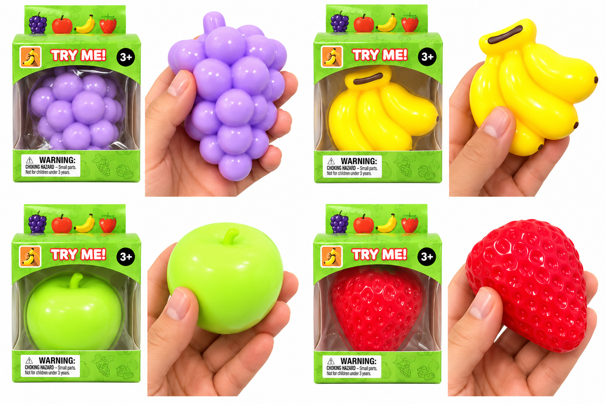 Fruit Squishy 7cm Squish Fidget Sensory ASMR Toy - 4 to Collect