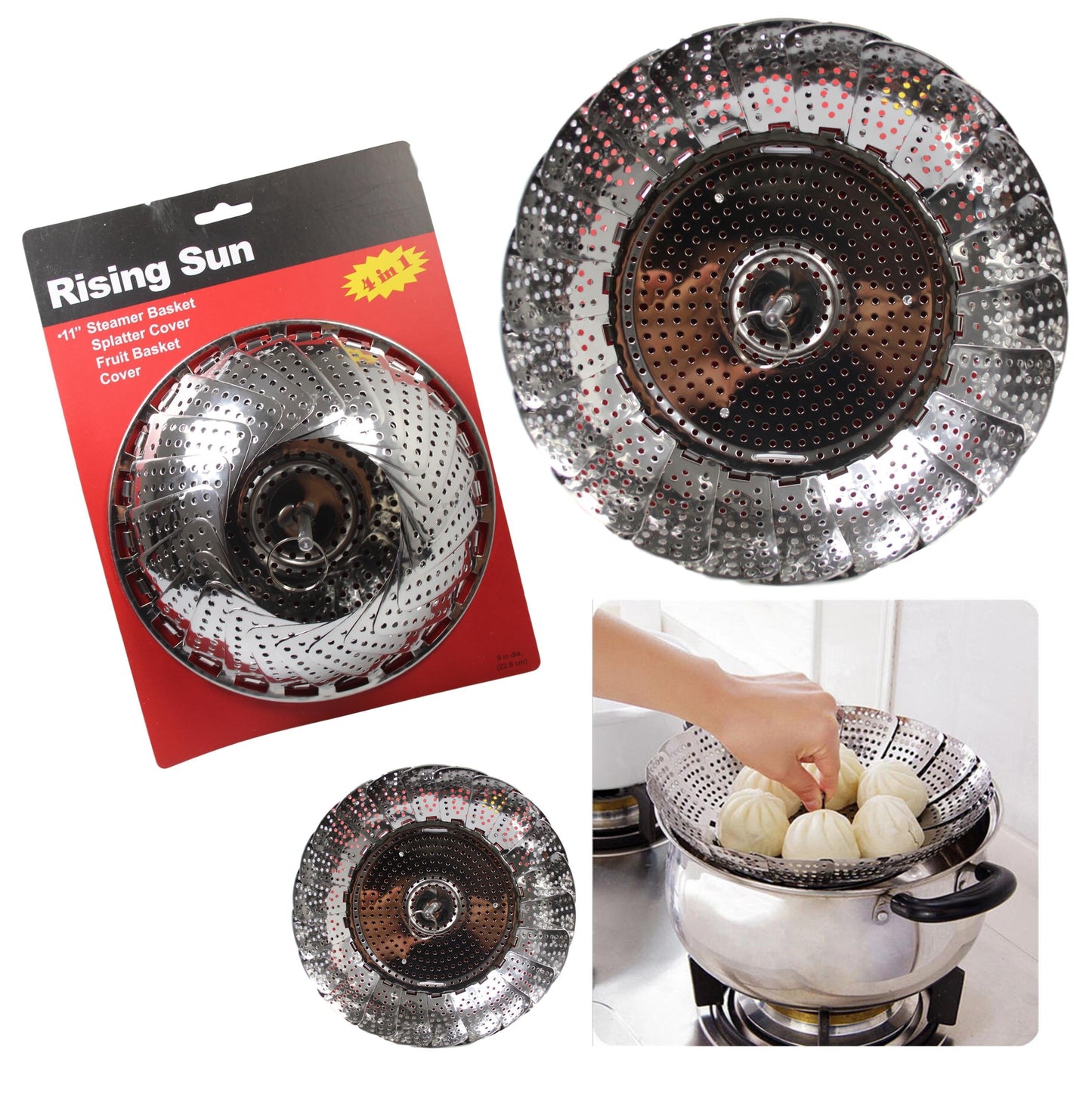Stainless Steel Vegetable Food Steamer Basket Bowl 11" 5208 A