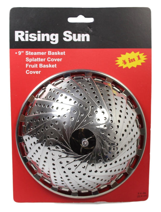 Vegetable Steamer Food Basket Bowl Cooker Strainer Stainless Folding Mesh Dish 9'' 5207