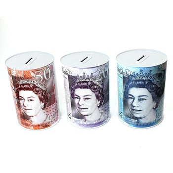 Mtl450 Extra Large Coin Money Tin Piggy Bank Savings Box 19.8 X 30Cm Assorted Designs King / Queen Tin005A /