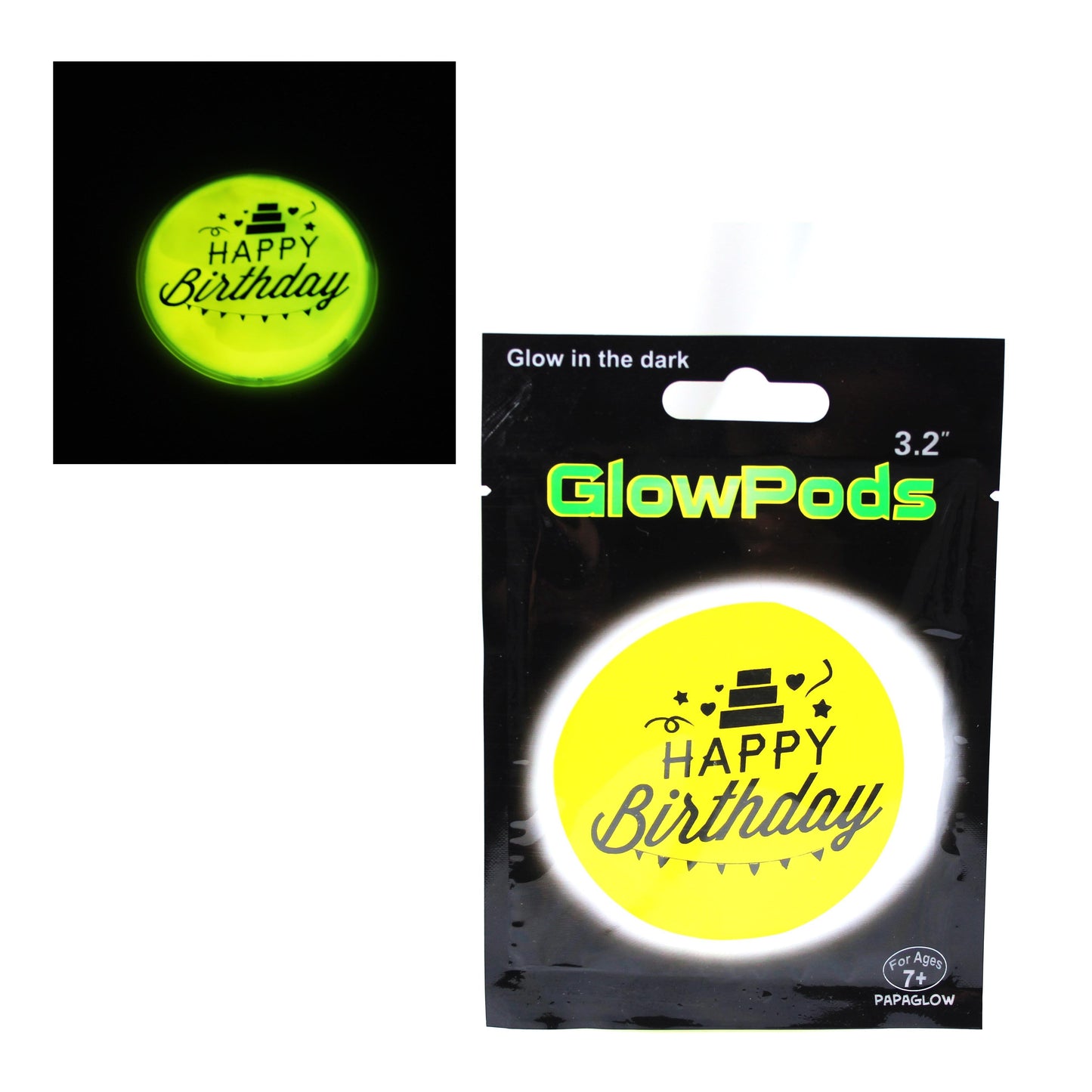 Glow In The Dark Round Sticker Glow Pod 3.2" Assorted Designs 5265