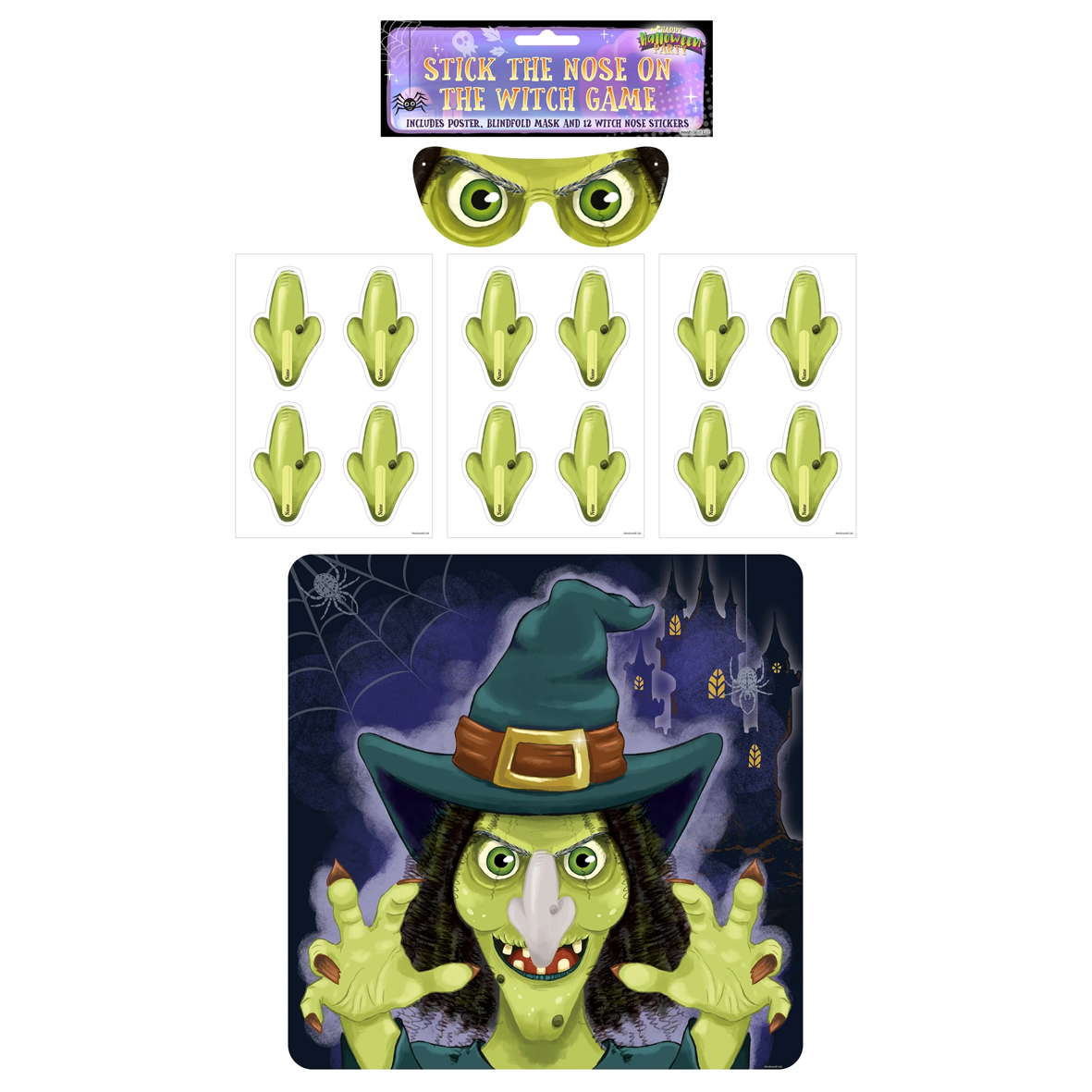 Stick the Nose on the Witch Halloween Game (14 Pieces)