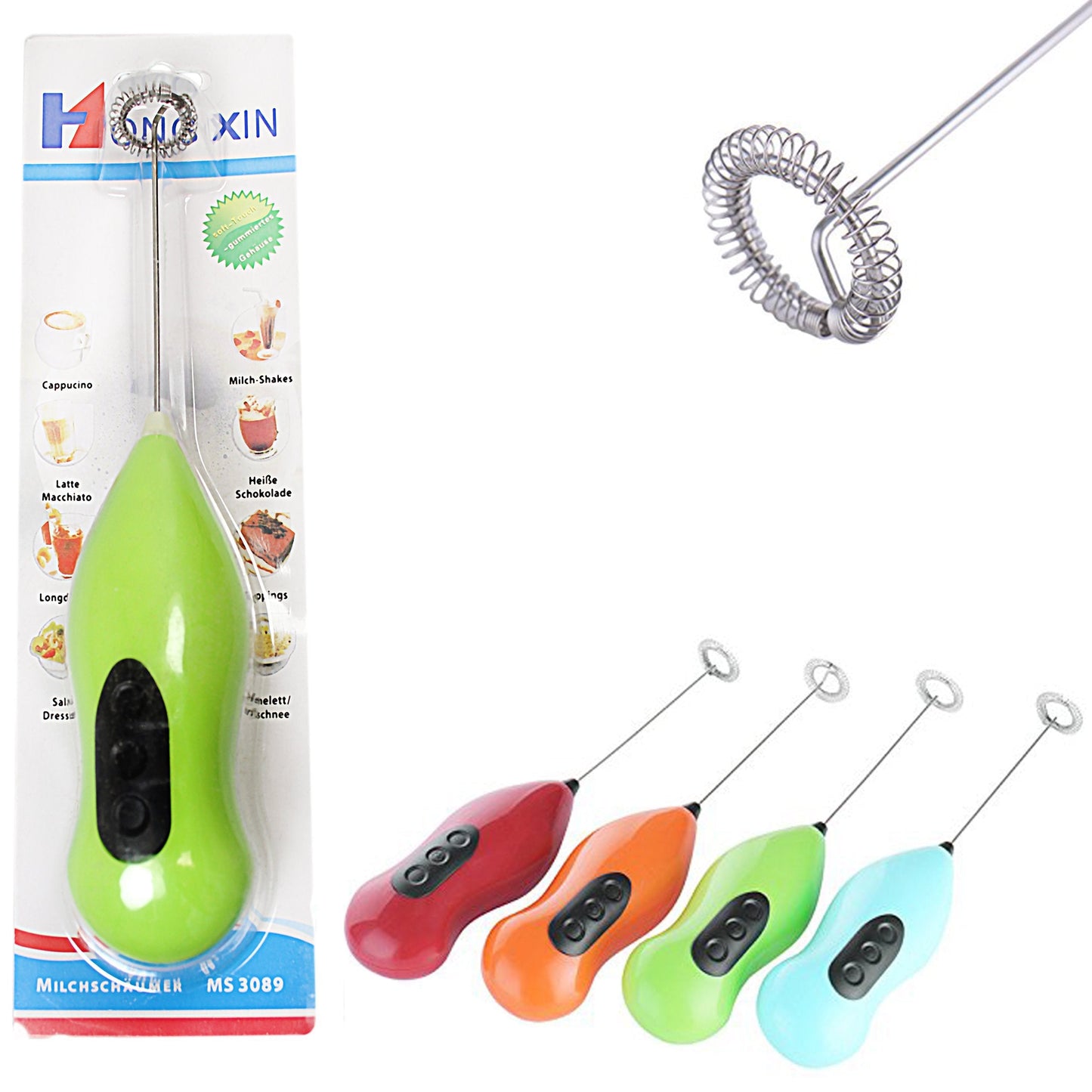 Hand Stirrer Coffee Milk Frother Stirrer Battery Operated 22 cm Assorted Colours 0129 A