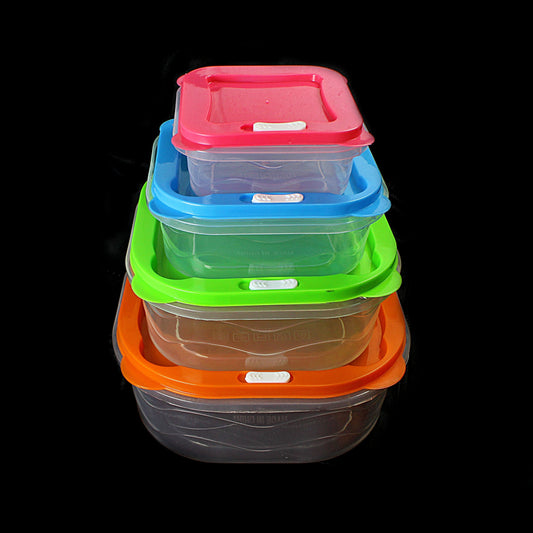 Plastic Square Food Storage Containers Set of 4 0401