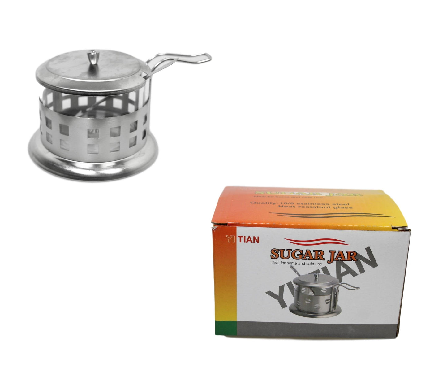Steel and Glass Sugar Spice Seasoning Storage Jar 9 x 8 cm 5430