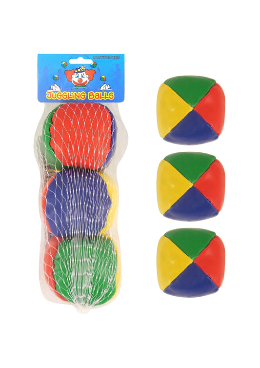 3 Soft Juggling Balls Circus Clown Coloured Learn To Juggle Toy Game T03069