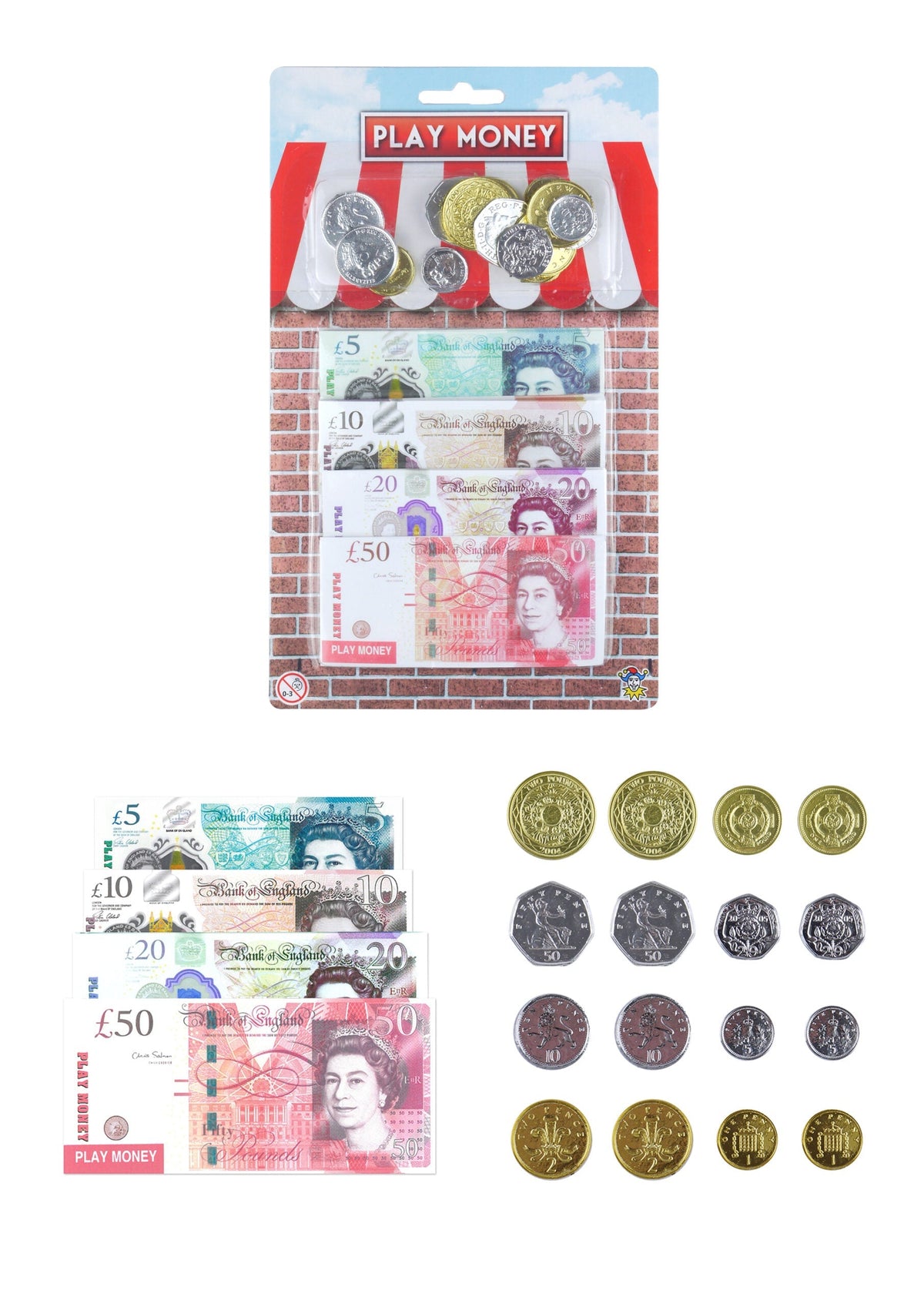 Kids Fake Play Money Notes & Pound Coins