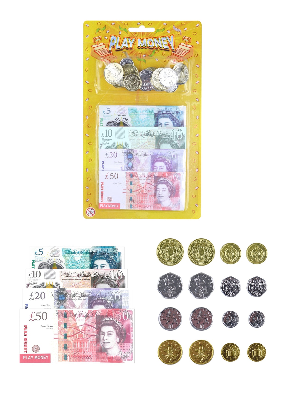 Kids Fake Play Money Notes & Pound Coins