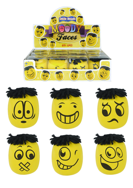 Squishy Slow Rising Stretchy Moody Face Stress Ball With Hair 6cm T29040