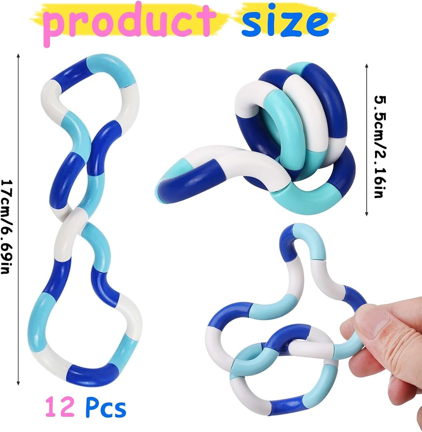 Tangle Fidget Toy - 12 Piece Assorted Colour