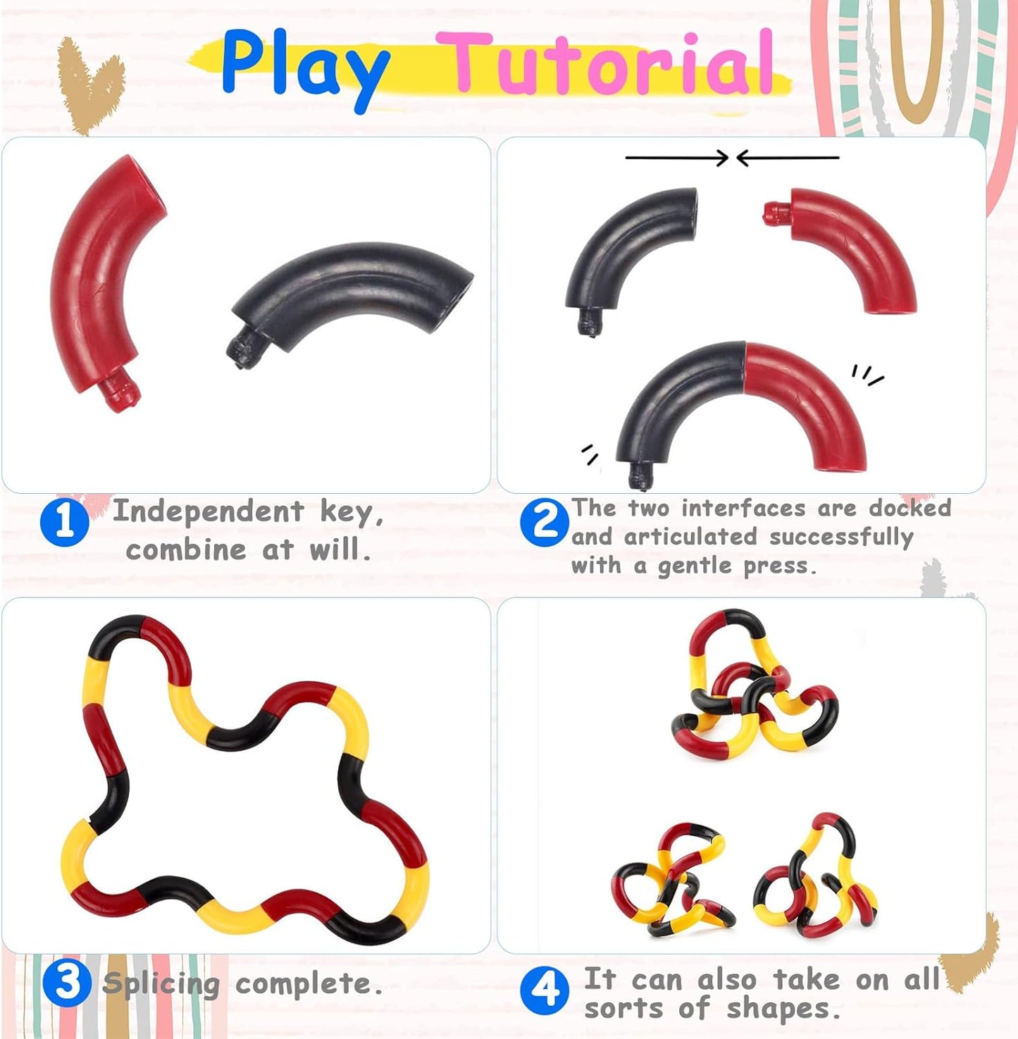 Tangle Fidget Toy - 12 Piece Assorted Colour