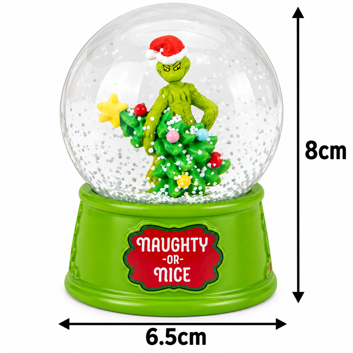 The Grinch Naughty or Nice Snow Globe – 8cm Christmas Decoration