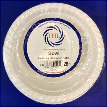 12Oz Disposable White Plastic Soup Bowls Pack Of 20