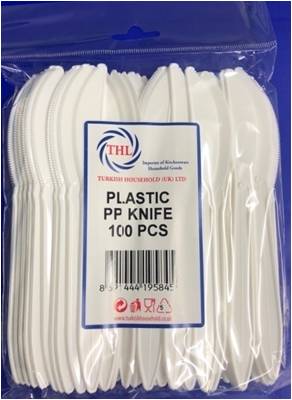 Plastic Disposable White Knife 100 Piece THL9584