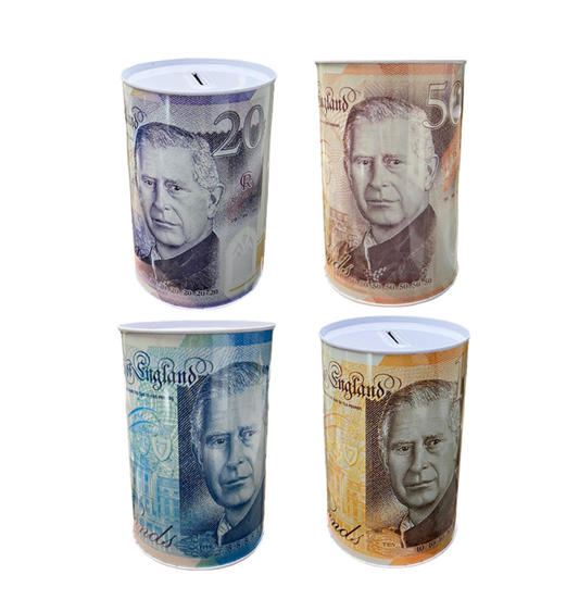 Large King Charles Pound Note Money Tin 170 x 200 mm TIN006K