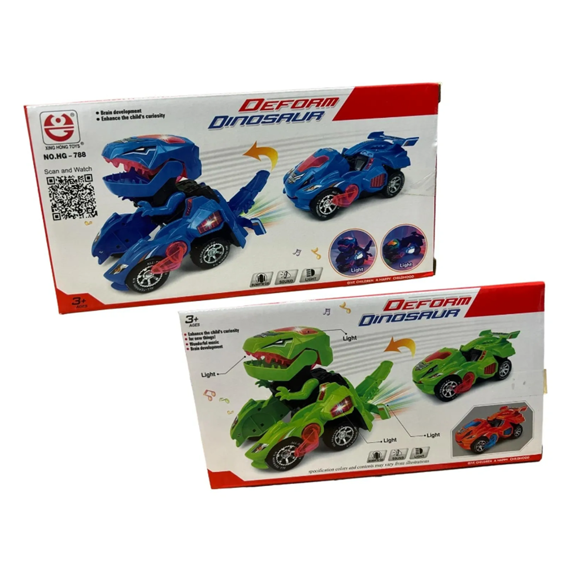 Dinosaur Transforming CarTransforming Dinosaur Deformation Robot with Lights &