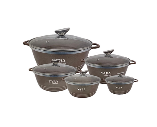 Yara Diecast Pan Set Of 5 Brown