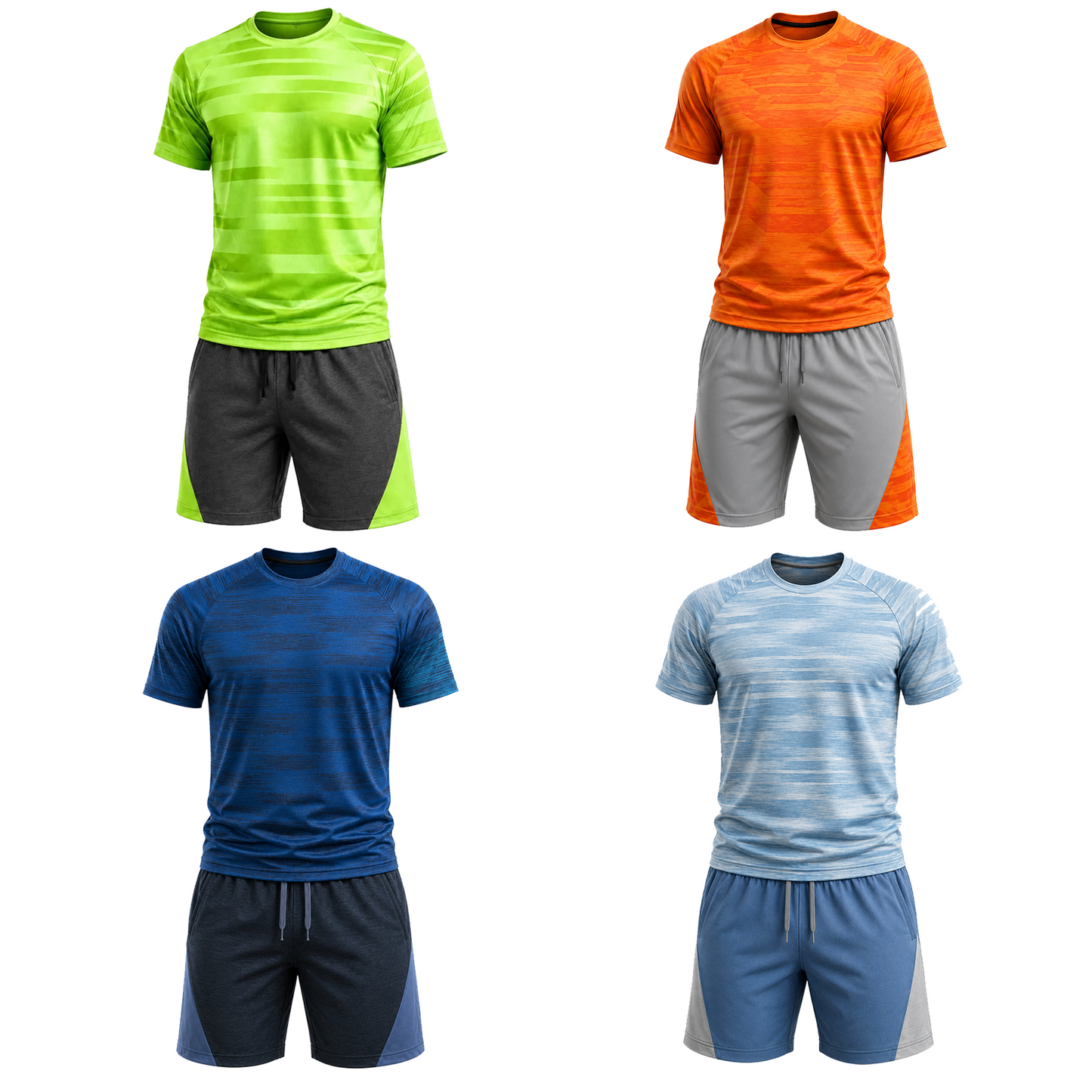 Mens Activewear T-Shirt and Shorts Set - Casual Two Piece Summer Co-Ord Outfit Gym Sportswear Activewear Lightweight Breathable Holiday Summer Set