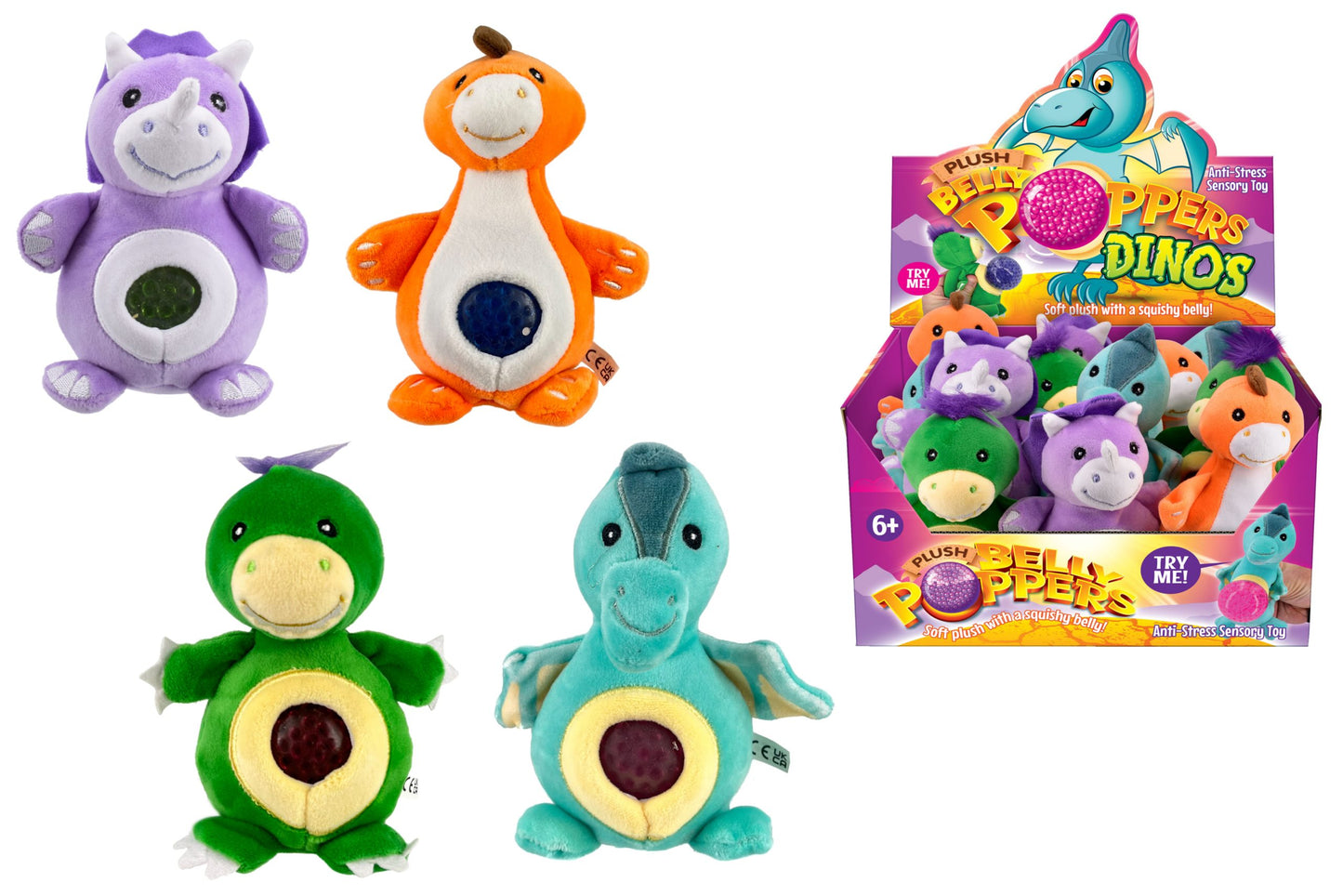 Dinosaur Cute Jumbo Plush Belly Popper 15cms