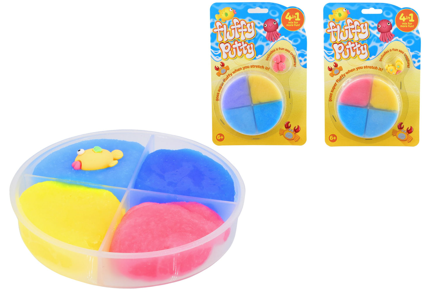 Deluxe Fluffy Putty 4 In 1 Set ( + Mini Sea Creatures )