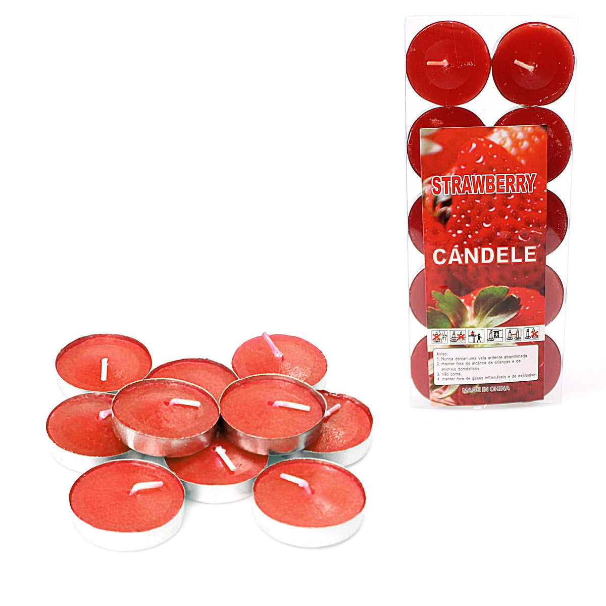 Strawberry Scented 10 Pack Wax Tealight Candles