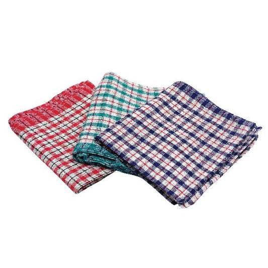 Jumbo Mini Check Style Tea Towels Pack Of 3 Assorted Colours