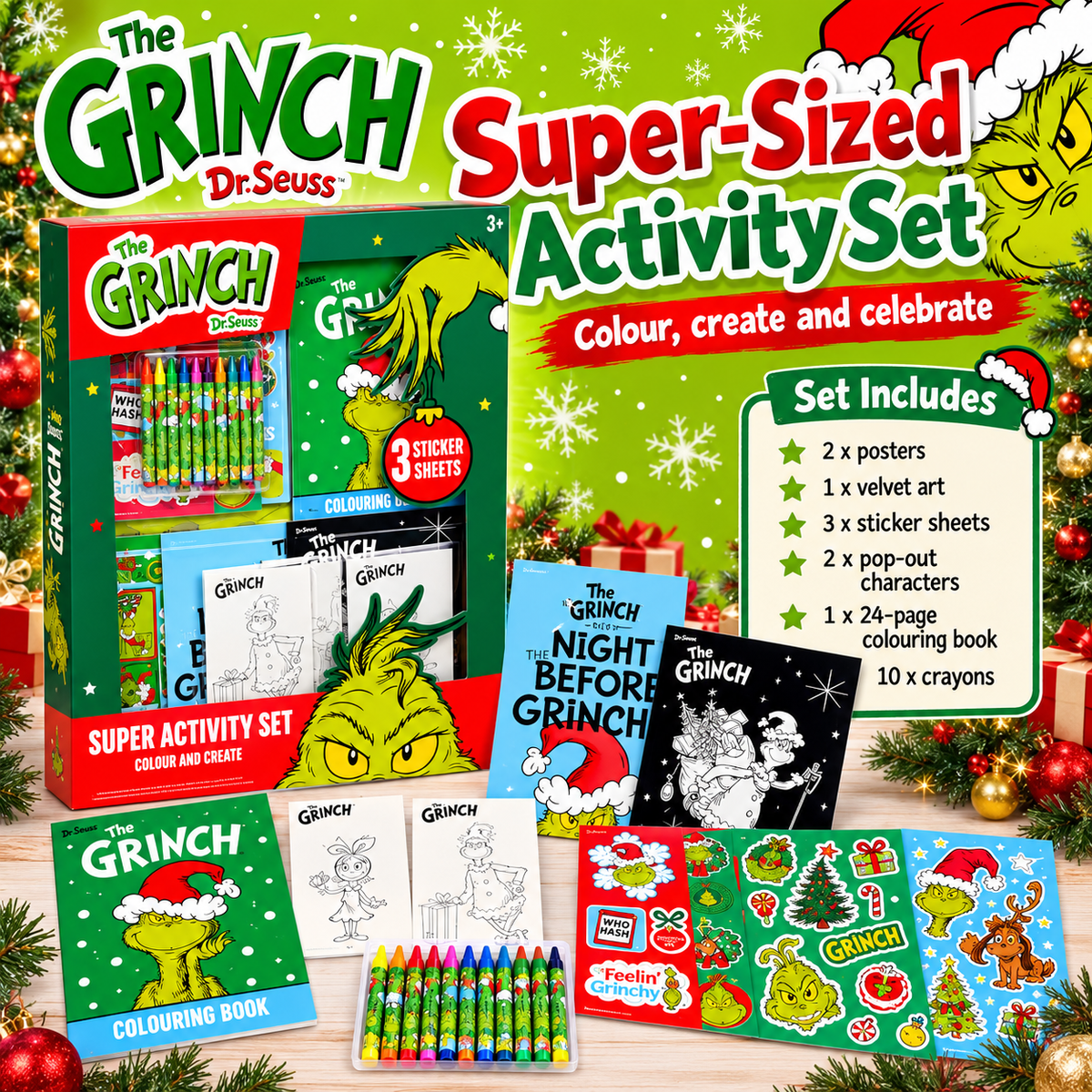 The Grinch Super Activity Set - Colouring, Stickers & Crayons Set