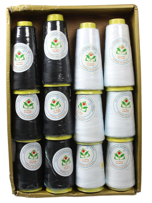 Polyester Sewing Thread Black / White 5243