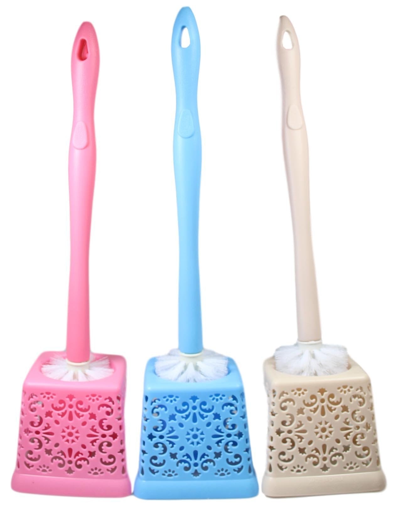 Bathroom Toilet Plastic Toilet Brush Lace Style 50 cm Assorted Colours 5193