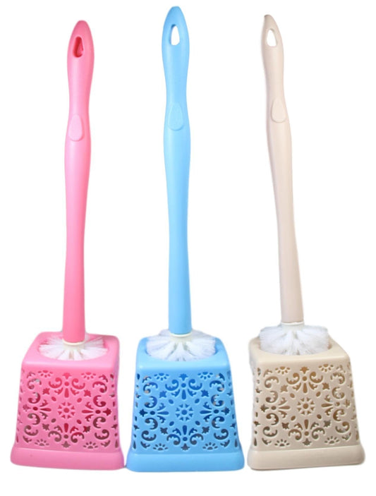 Bathroom Toilet Plastic Toilet Brush Lace Style Assorted Colours