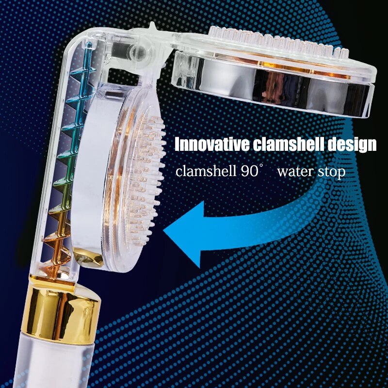 Shower Head Clamshell Flap With Removable Filter Element